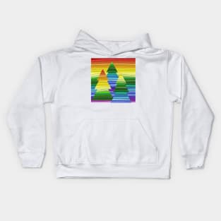 Rainbow Christmas trees Kids Hoodie